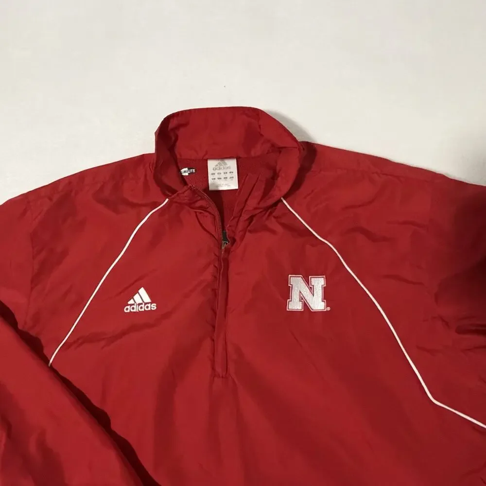 Adidas Nebraska Cornhuskers Jacket Mens Large Red Lightweight Climalite